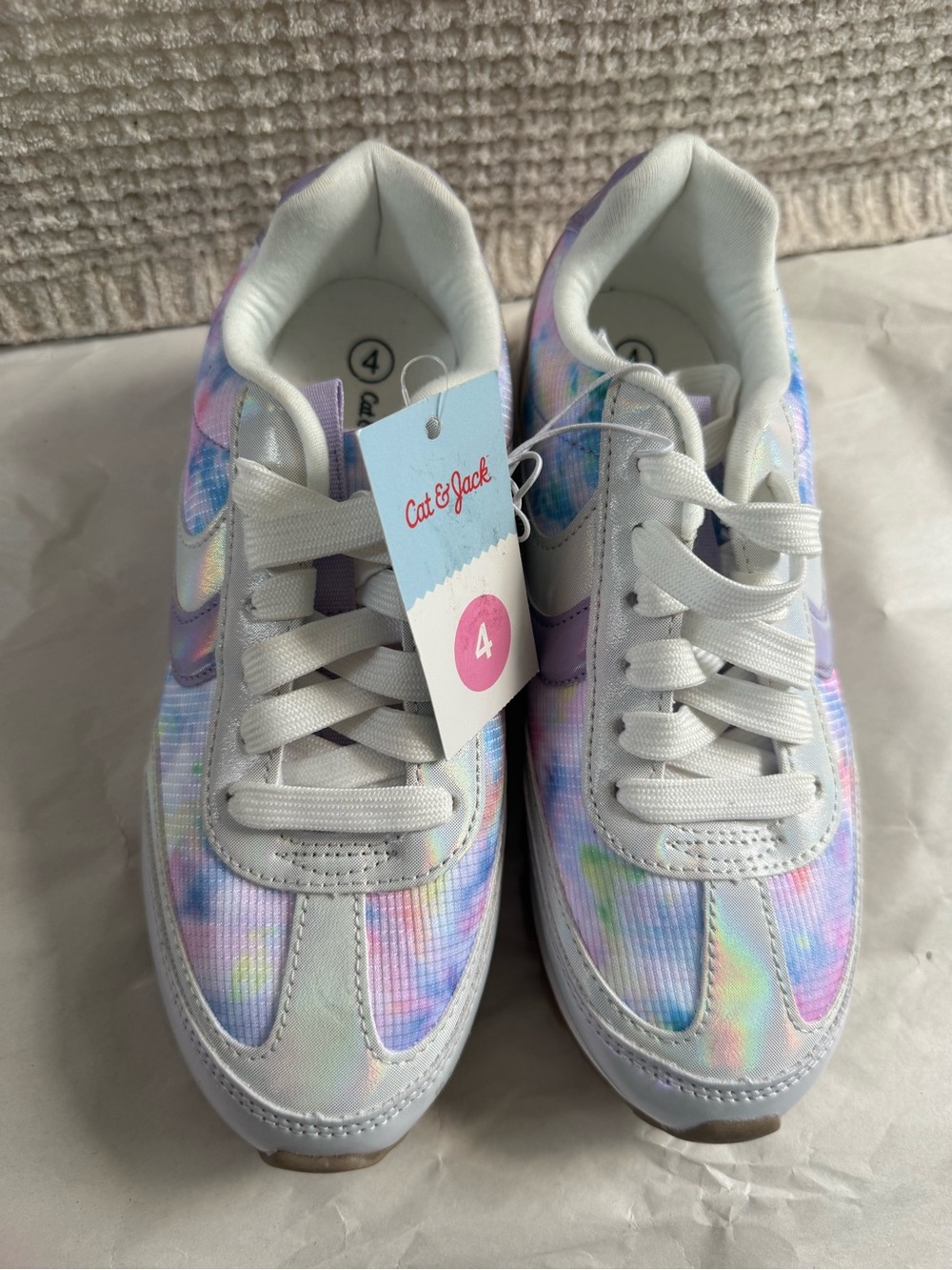 Cat & Jack White Sneakers with Pastel Iridescent Tie-Dye Panels - Kids